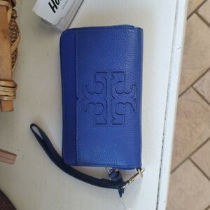 Tory Burch Royal Blue Leather Phone/Wallet/Wristlet